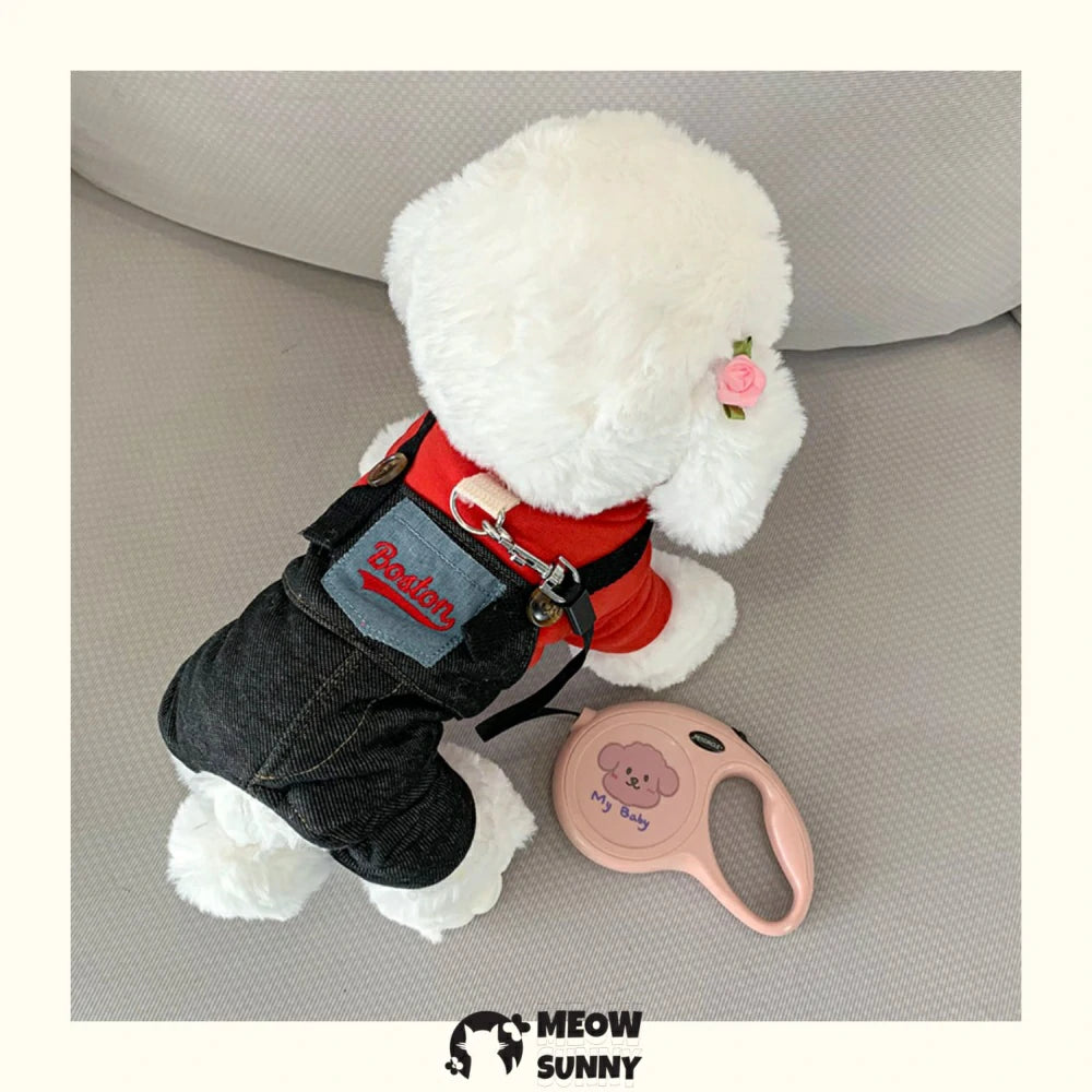 Dog winter clothes thick cotton coat traction four-legged overalls