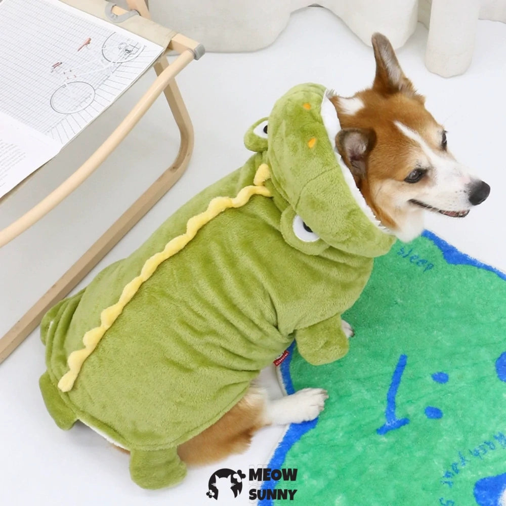 Dog winter warm thick clothes crocodile transformed into cute clothes