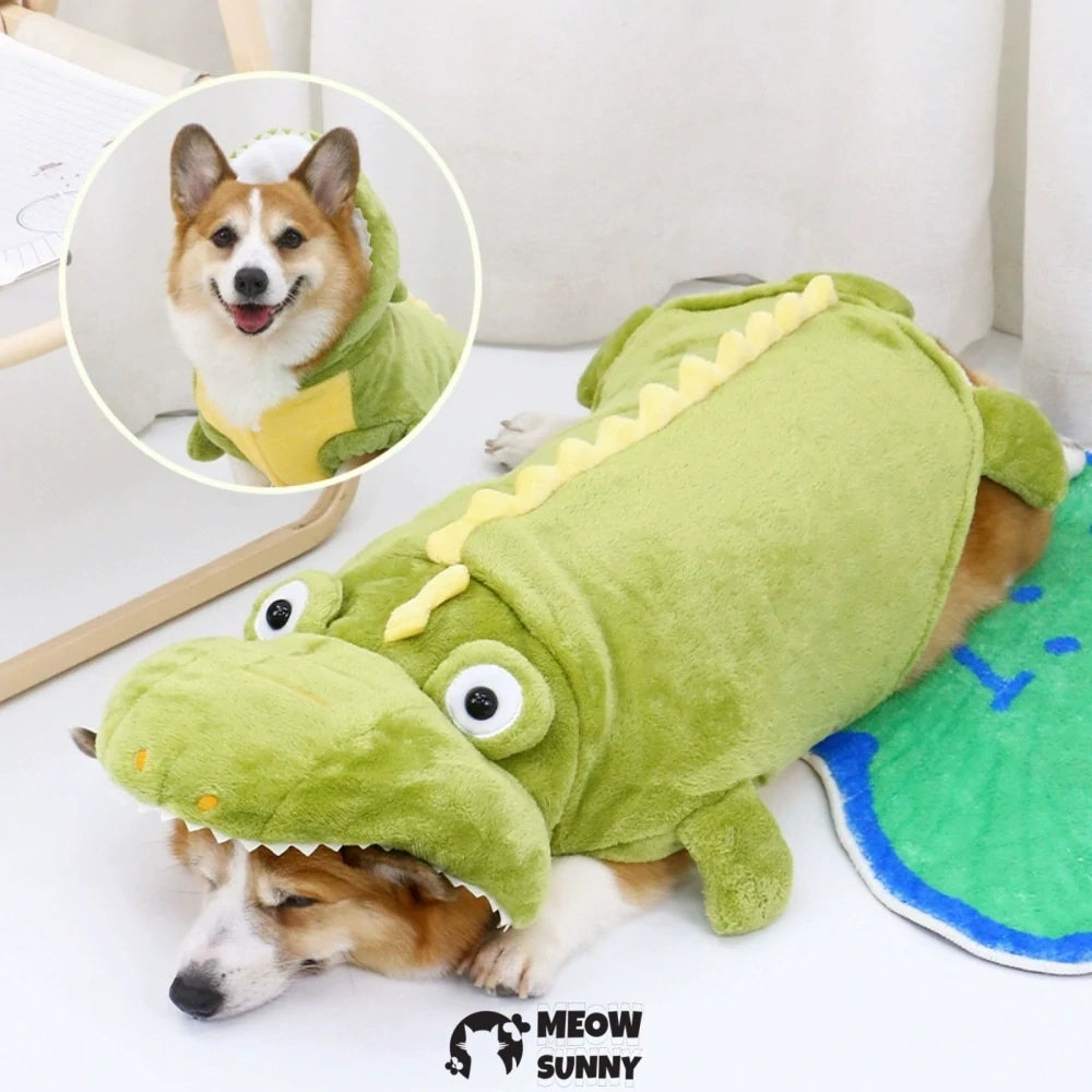 Dog winter warm thick clothes crocodile transformed into cute clothes