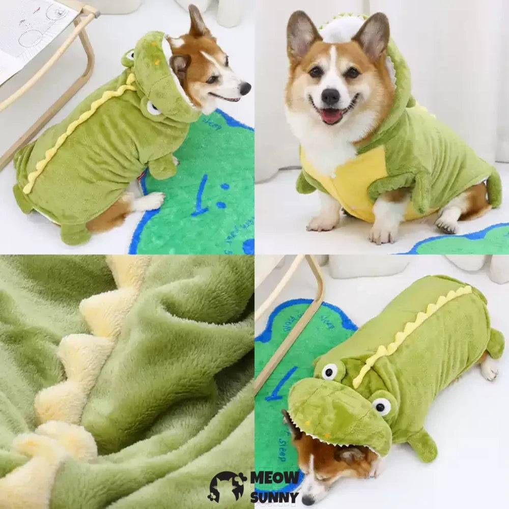 Dog winter warm thick clothes crocodile transformed into cute clothes