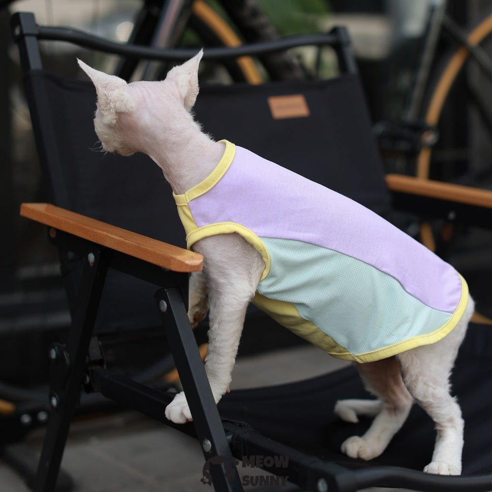 Fashion patchwork Sphynx Hairless Cats Shirt XS-XXL 1-14Lbs