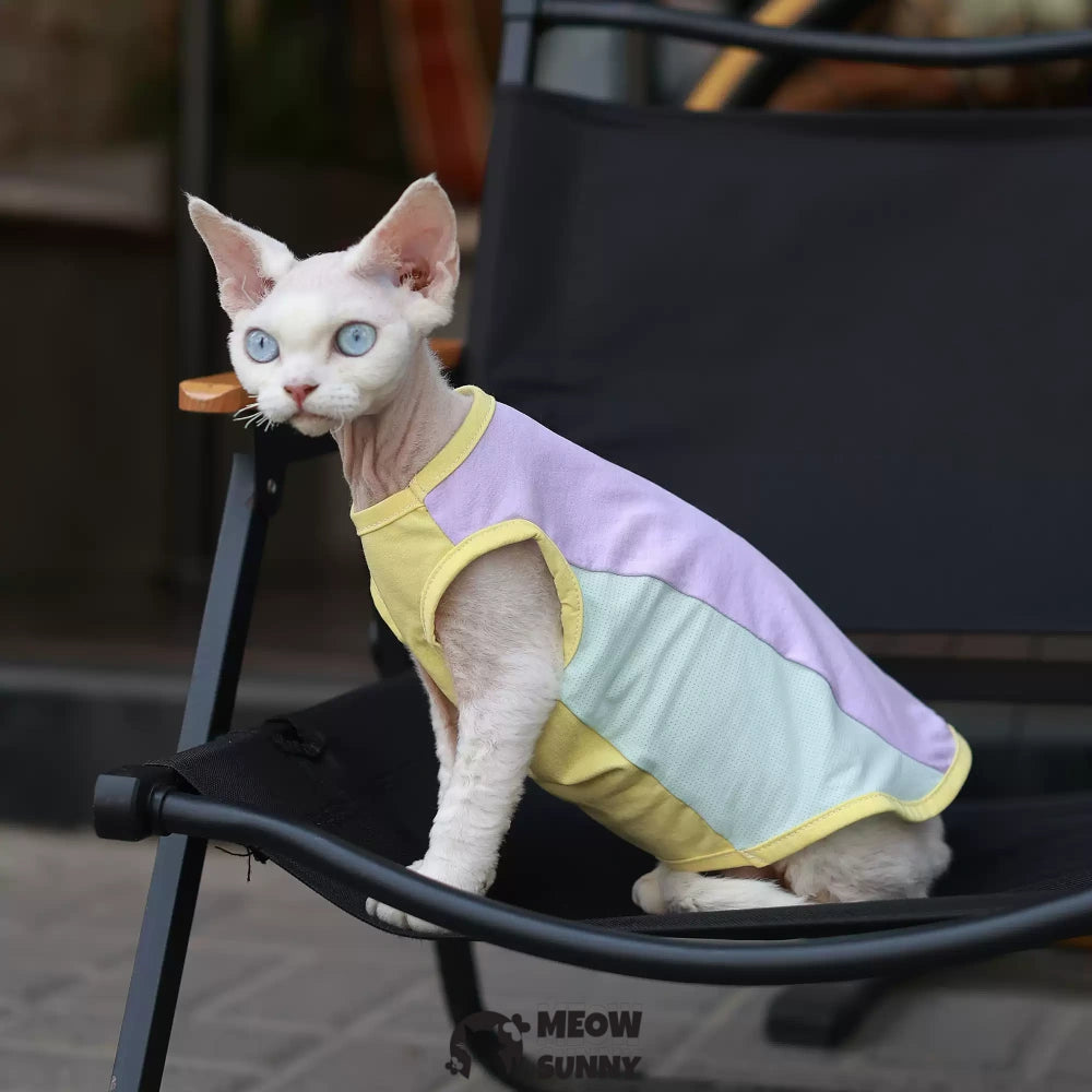 Fashion patchwork Sphynx Hairless Cats Shirt XS-XXL 1-14Lbs