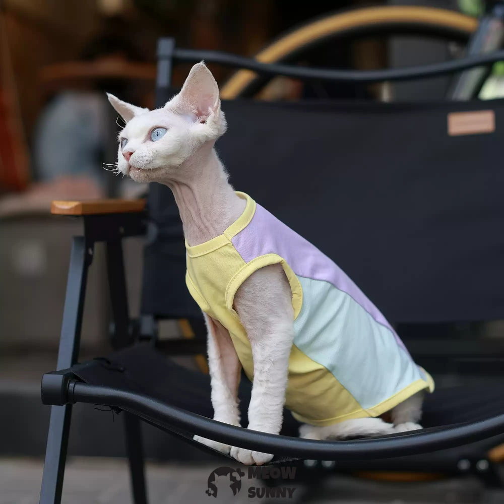 Fashion patchwork Sphynx Hairless Cats Shirt XS-XXL 1-14Lbs