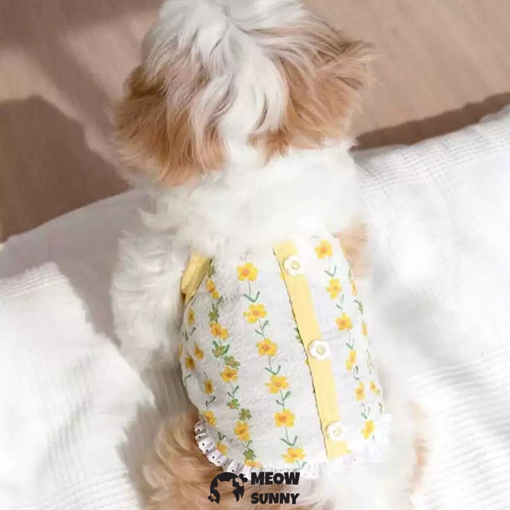 Floral Dog Tank Top Lightweight Breathable Sleeveless Pet T-Shirt Vest