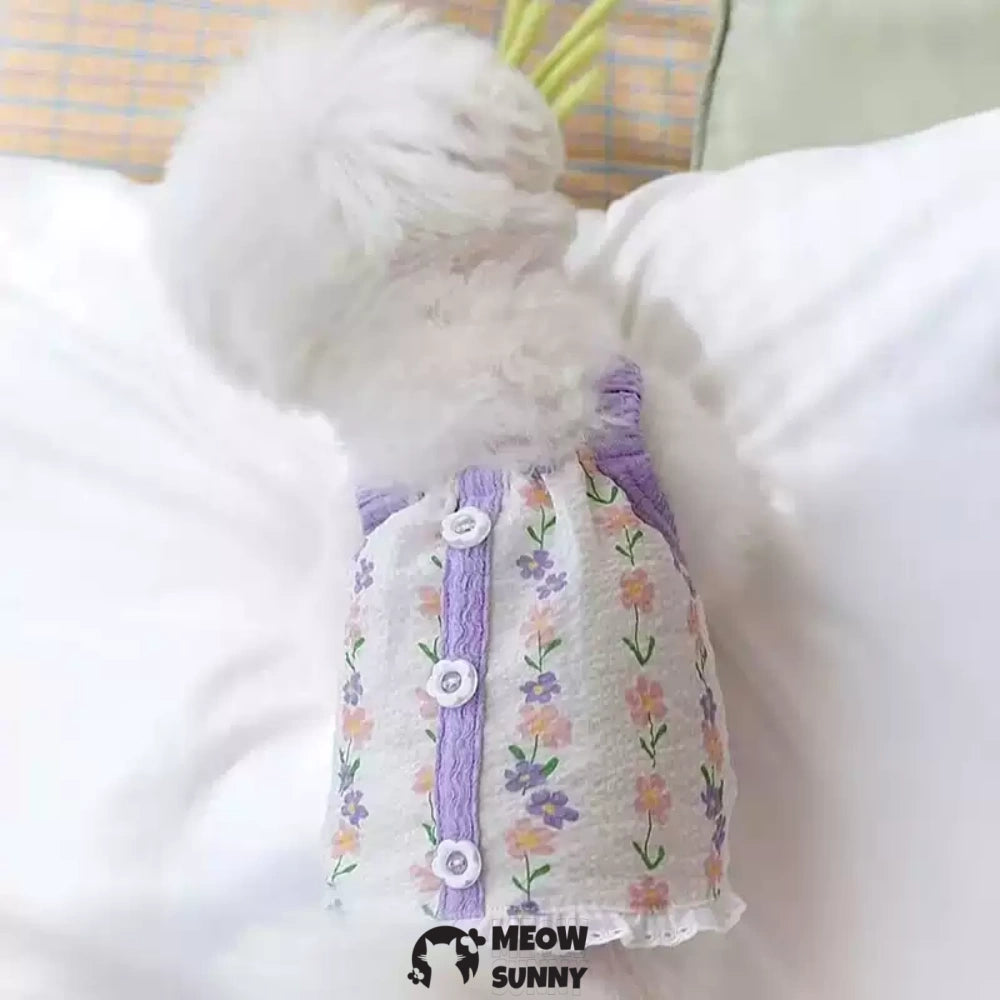 Floral Dog Tank Top Lightweight Breathable Sleeveless Pet T-Shirt Vest
