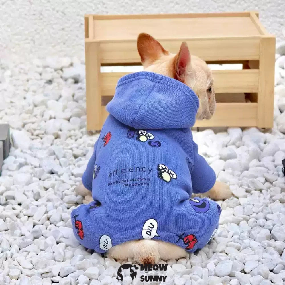 Four-legged French bulldog autumn and winter clothes with thick fleece