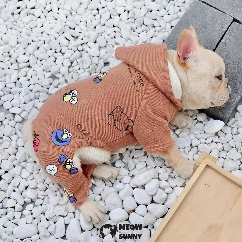 Four-legged French bulldog autumn and winter clothes with thick fleece