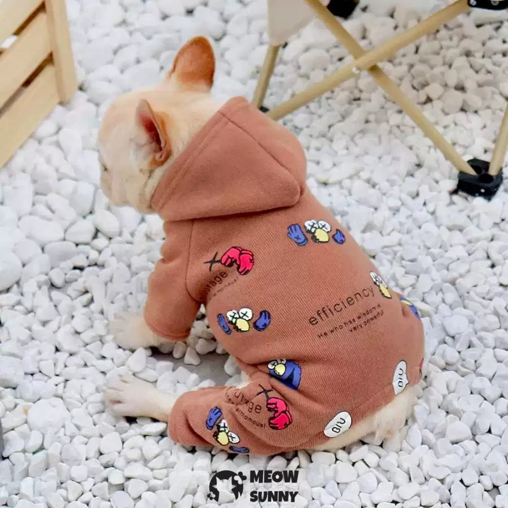 Four-legged French bulldog autumn and winter clothes with thick fleece
