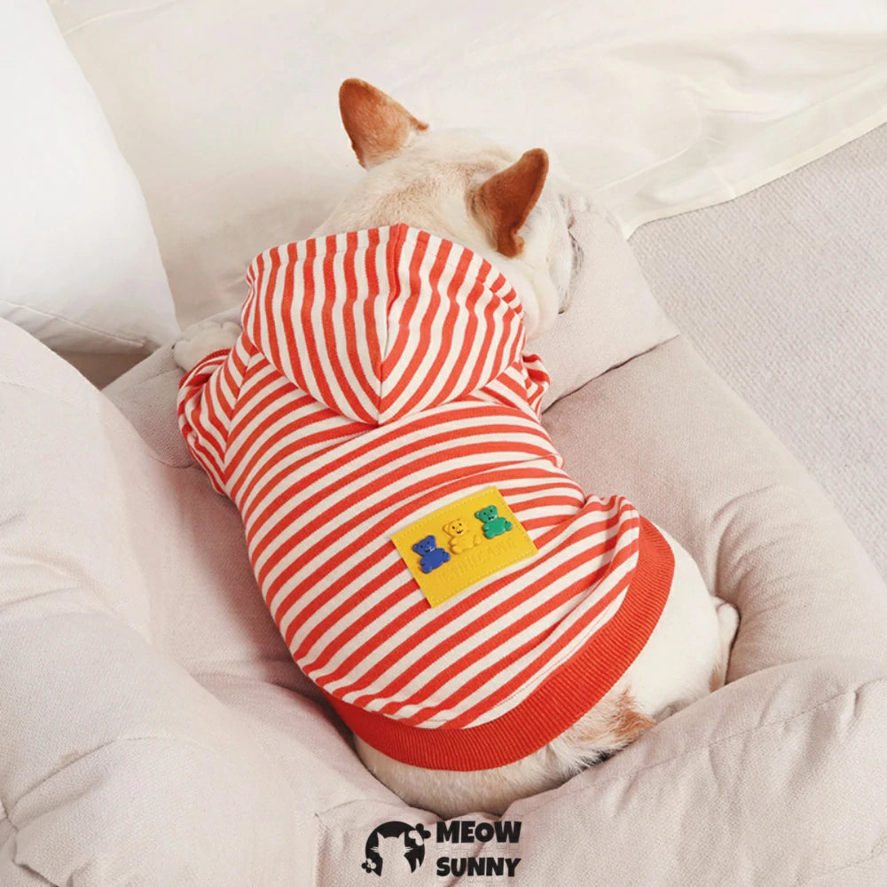 French Bulldog Cute Striped Clothes Pet Hoodie