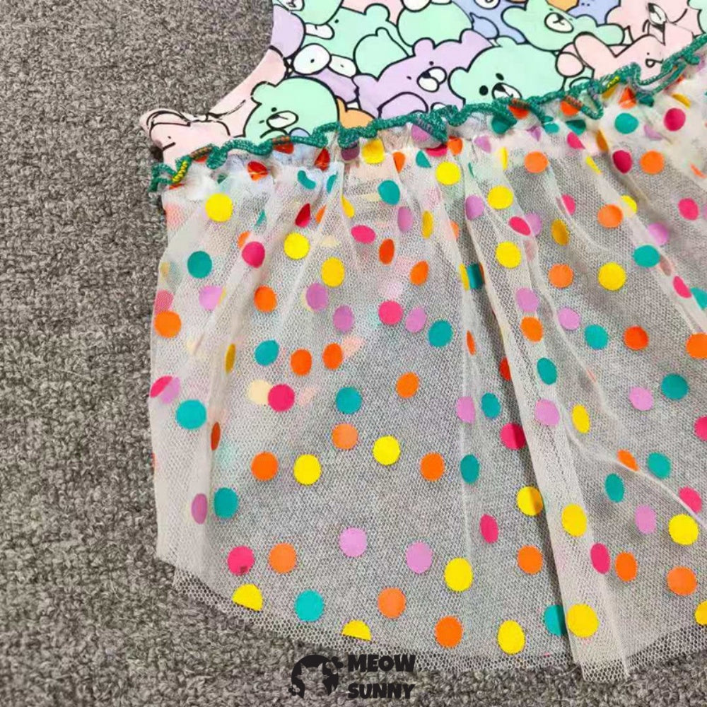 French Bulldog Princess Dress Summer Colorful Vest Gauze Skirt