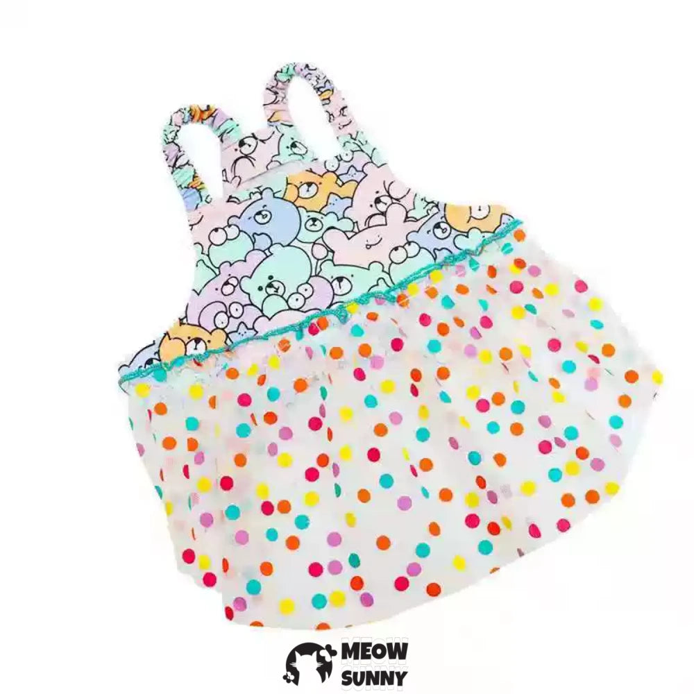 French Bulldog Princess Dress Summer Colorful Vest Gauze Skirt