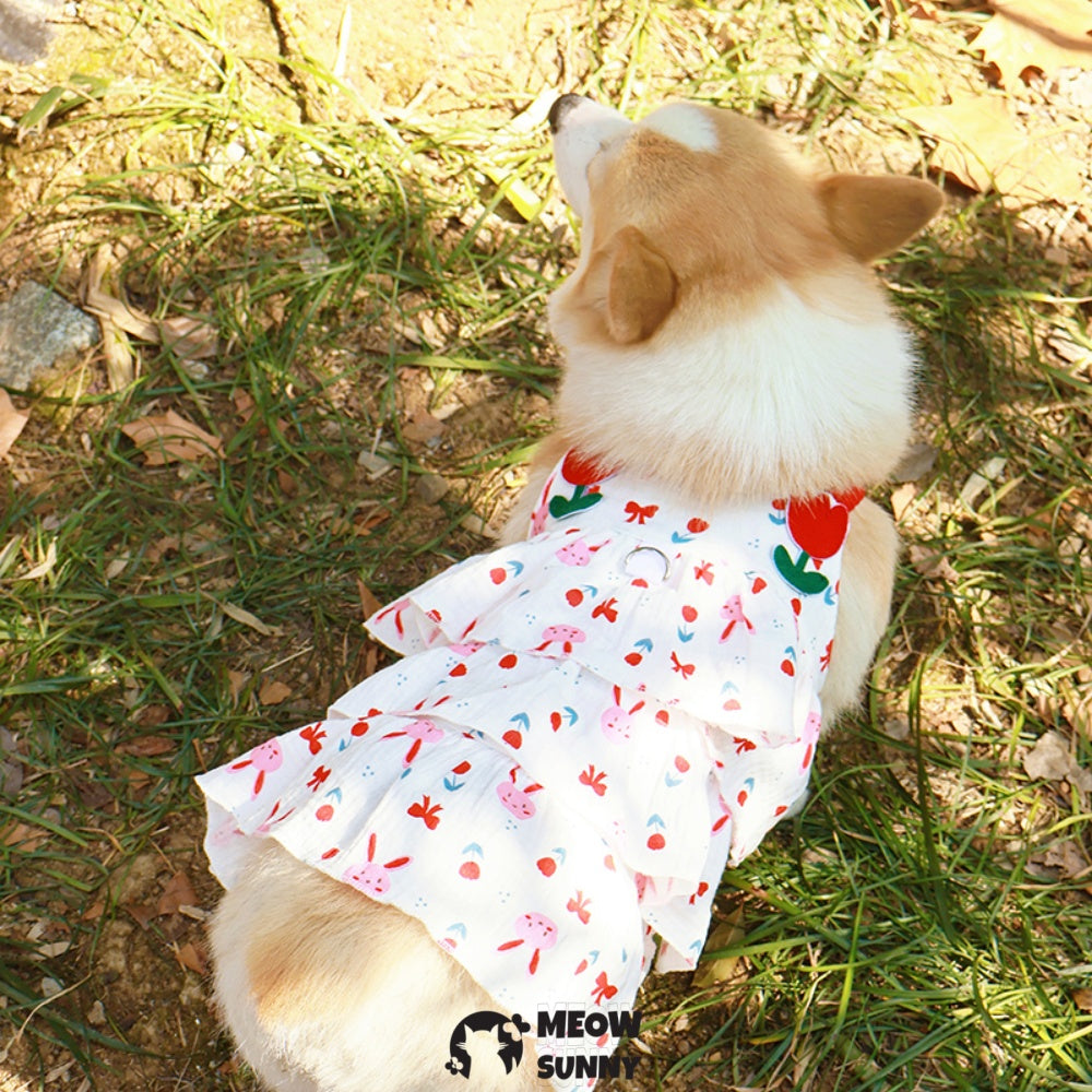 French Bulldog Purple Plaid Slip Dress with Bowknot Summer Pink Vest
