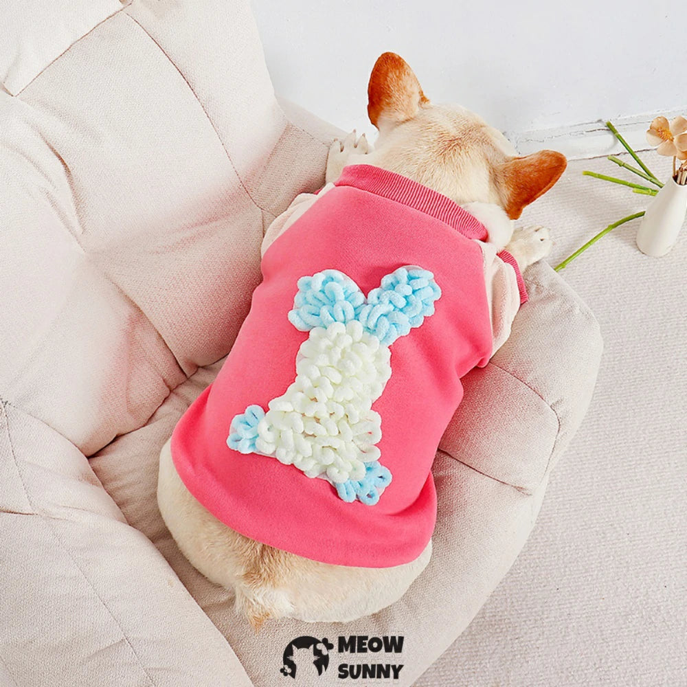 French Bulldog Winter Clothes Pink Plush Small Dog Autumn and Winter Warm Clothes