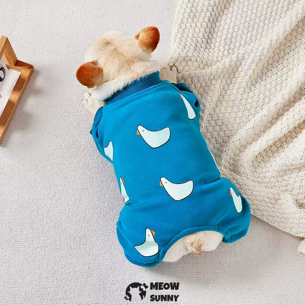 French bulldog clothes four-legged plush pajamas to keep warm in winter