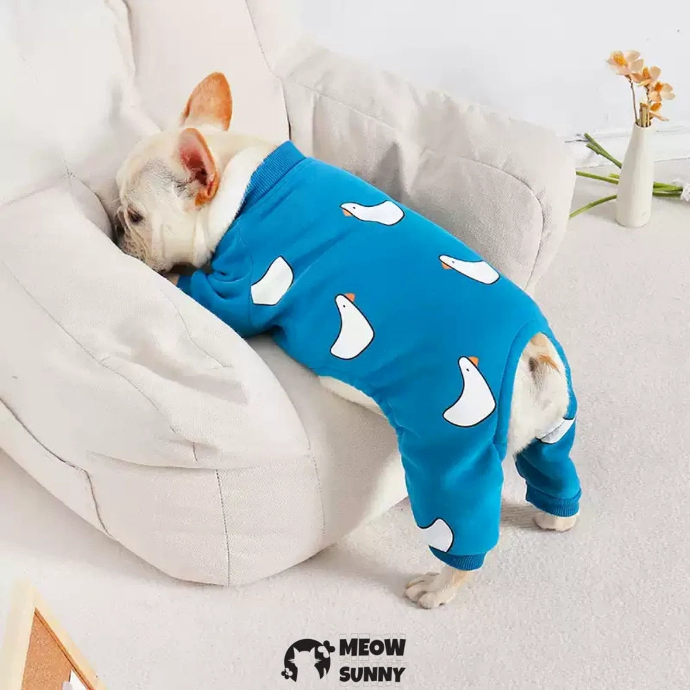 French bulldog clothes four-legged plush pajamas to keep warm in winter