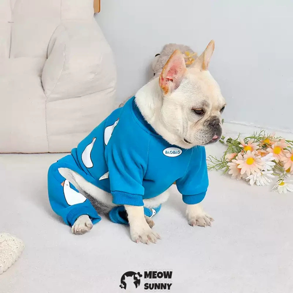 French bulldog clothes four-legged plush pajamas to keep warm in winter