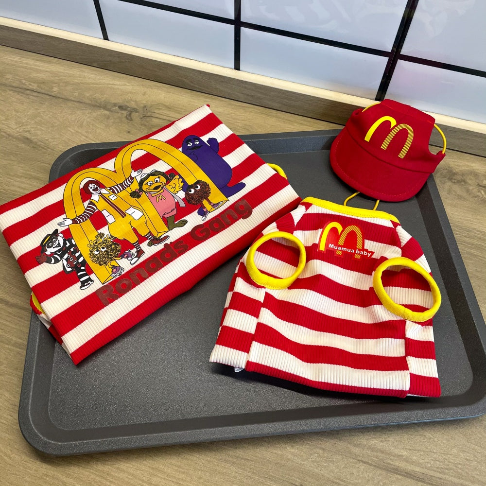 Fried Chicken Shop Sphinx Cat Clothes with Hat, Stretchy vest