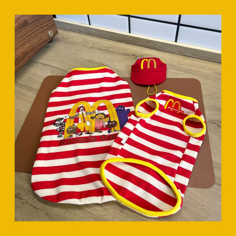 Fried Chicken Shop Sphinx Cat Clothes with Hat, Stretchy vest