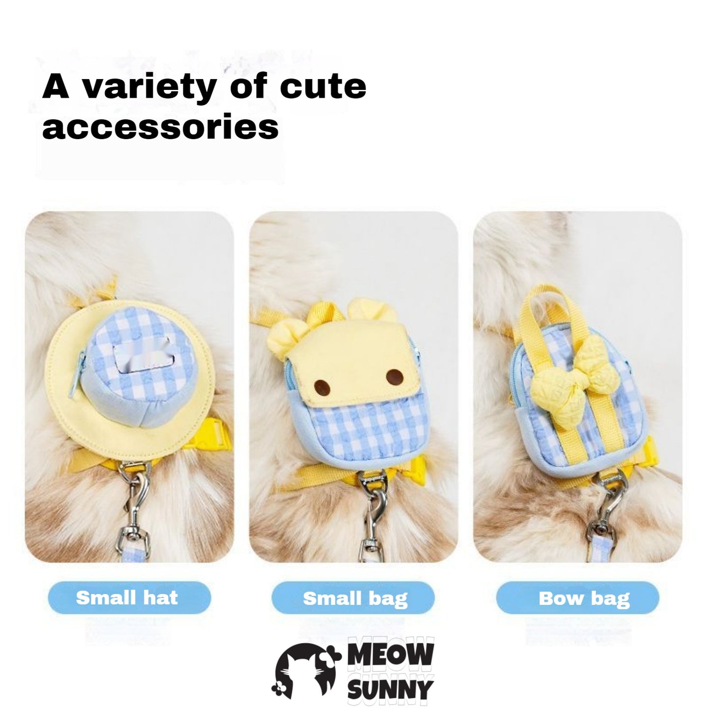 PetSafe Come with Me Kitty Nylon Cat Harness & Bungee Leash, Lilac/Yellow, Medium: 5to 18 in chest