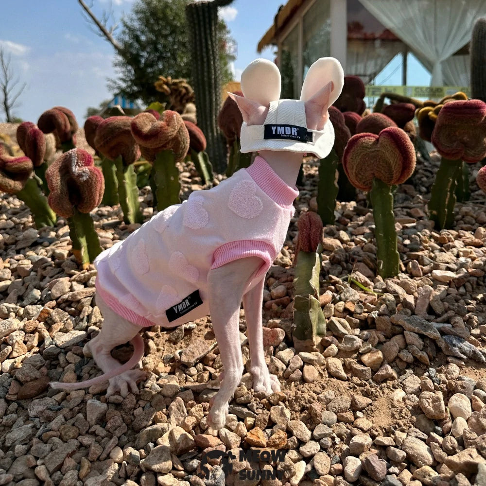Hairless Cat Autumn Pink Overall Skirt Ear Sunshade Pure Cotton Heart Vest