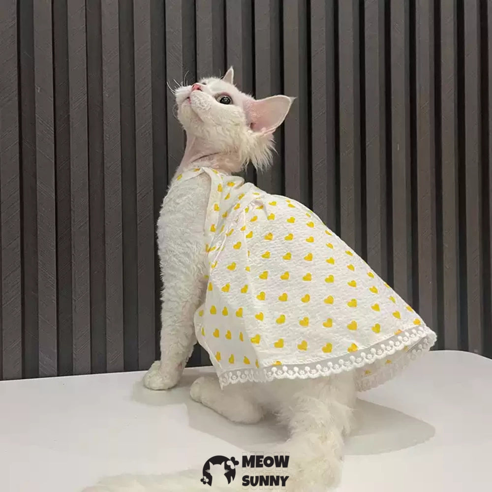 Sphynx Hairless Cat Clothes - Breathable Spring Autumn Cotton Dress