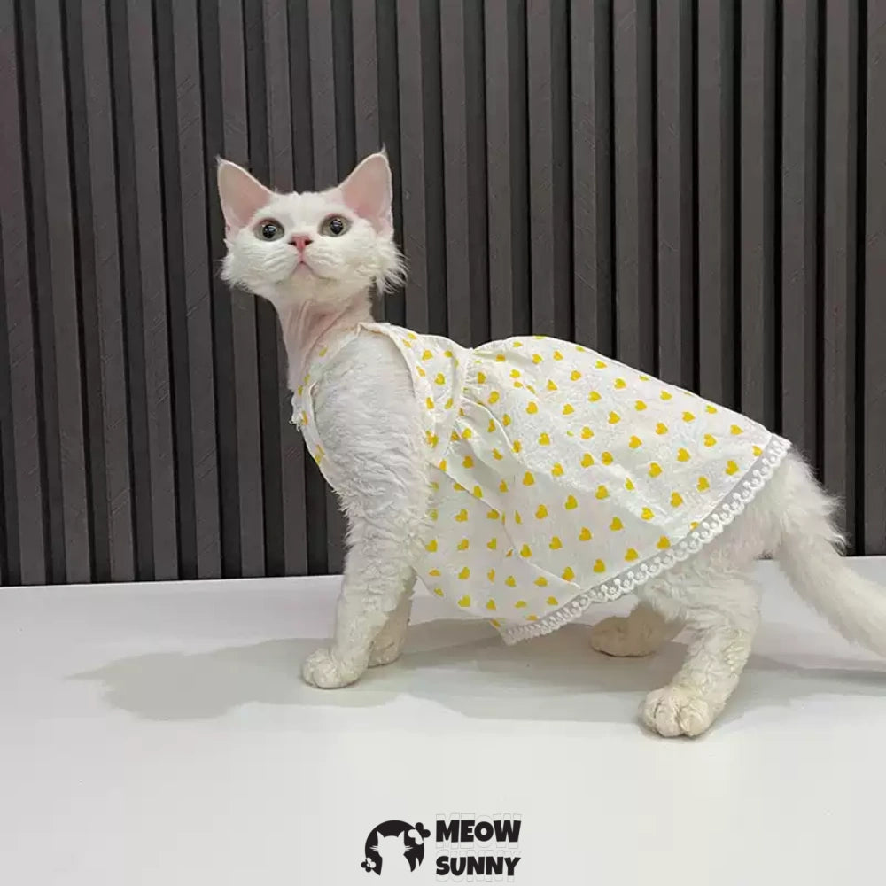 Sphynx Hairless Cat Clothes - Breathable Spring Autumn Cotton Dress