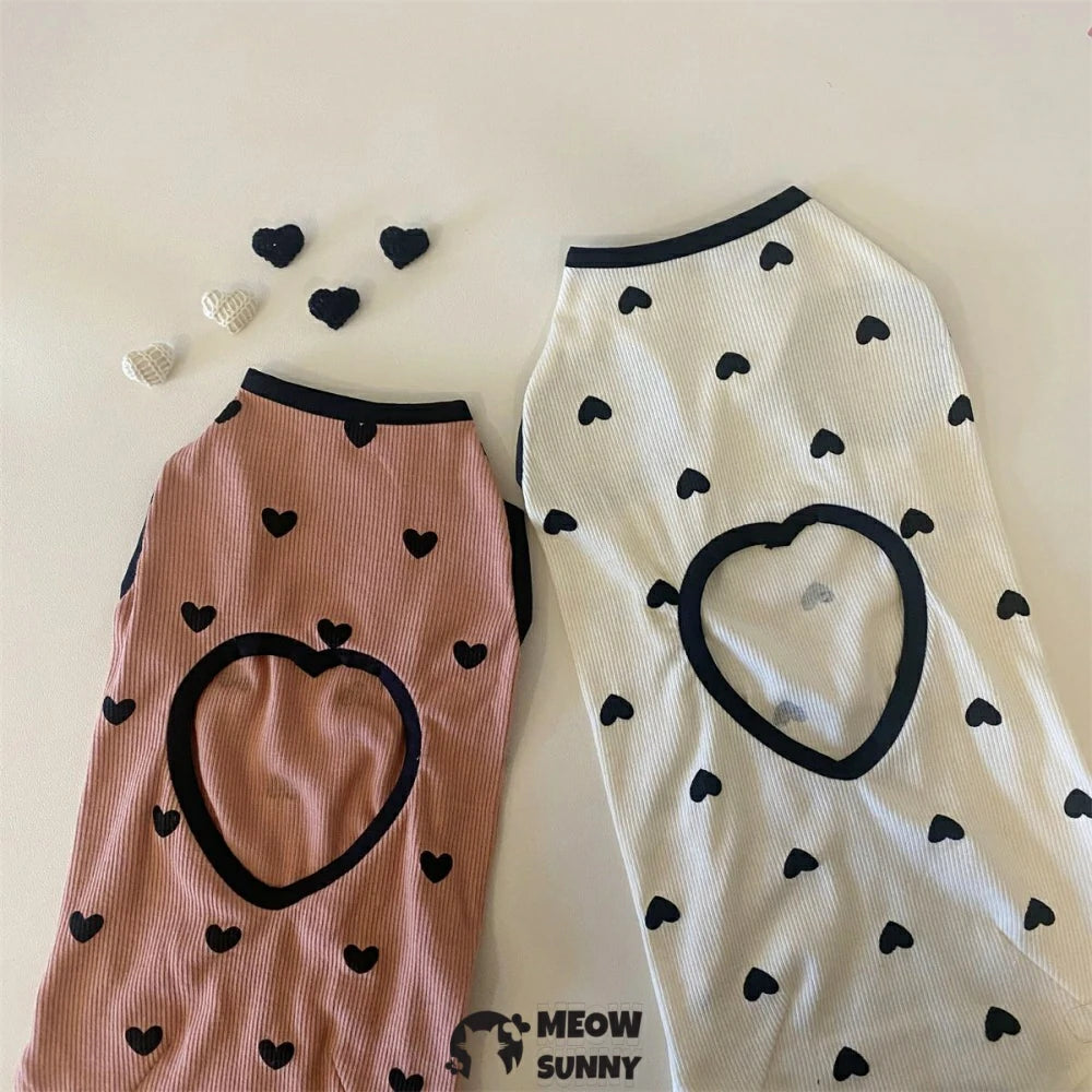 Hairless Cat Clothes Love Heart Cotton T-shirt Cute Vest