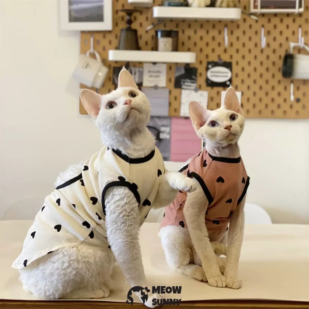 Hairless Cat Clothes Love Heart Cotton T-shirt Cute Vest