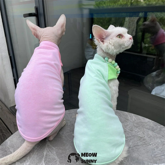 Hairless Cat Cool solid color clothes for hairless cats in summer
