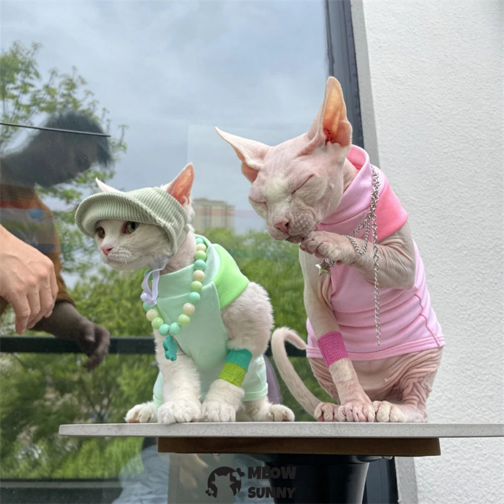 Hairless Cat Cool solid color clothes for hairless cats in summer