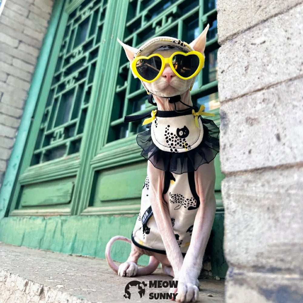 Hairless Cat Summer Cool Style Pure Cotton Cartoon Sling Pet Bibs