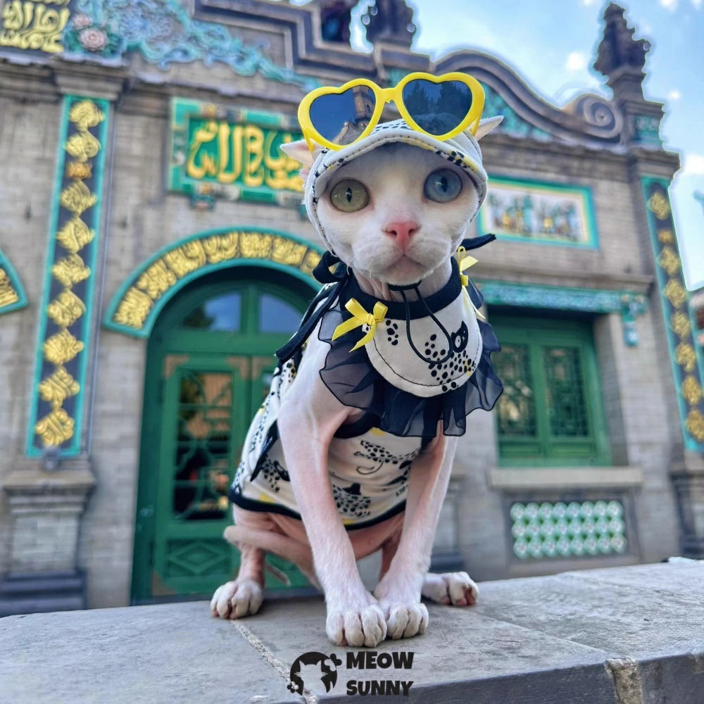 Hairless Cat Summer Cool Style Pure Cotton Cartoon Sling Pet Bibs