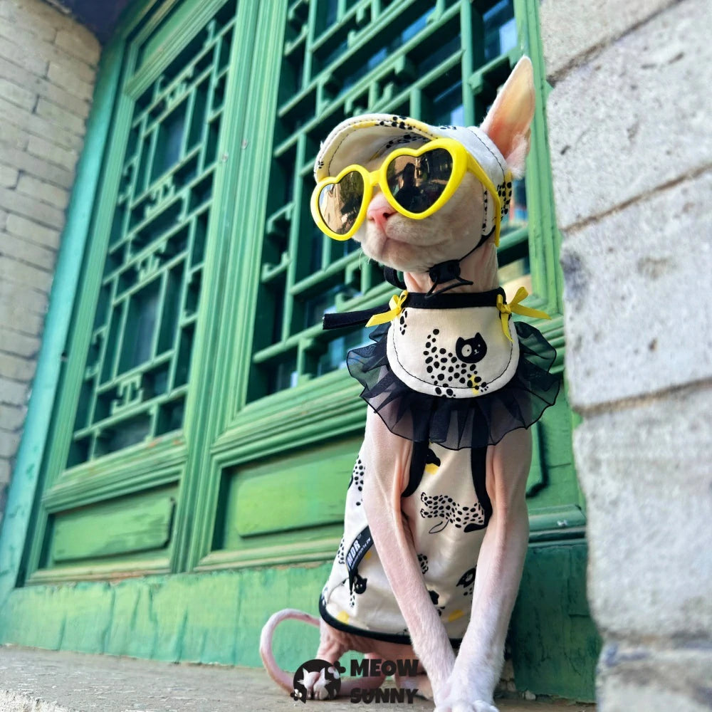 Hairless Cat Summer Cool Style Pure Cotton Cartoon Sling Pet Bibs