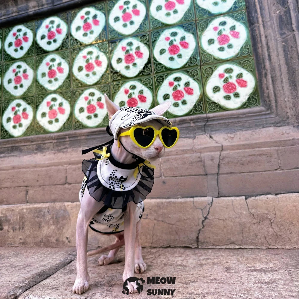 Hairless Cat Summer Cool Style Pure Cotton Cartoon Sling Pet Bibs