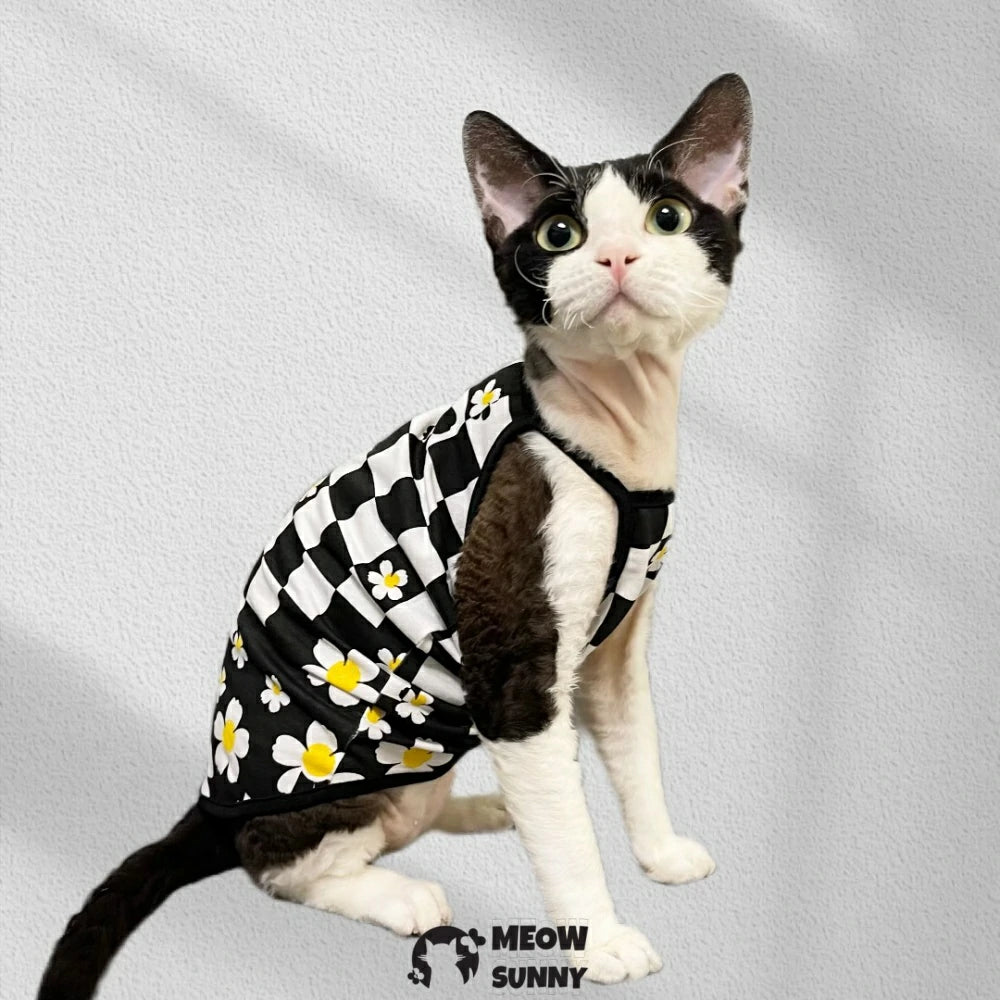 Hairless Cat Vest Sphinx Summer Thin Cotton Printed Suspenders