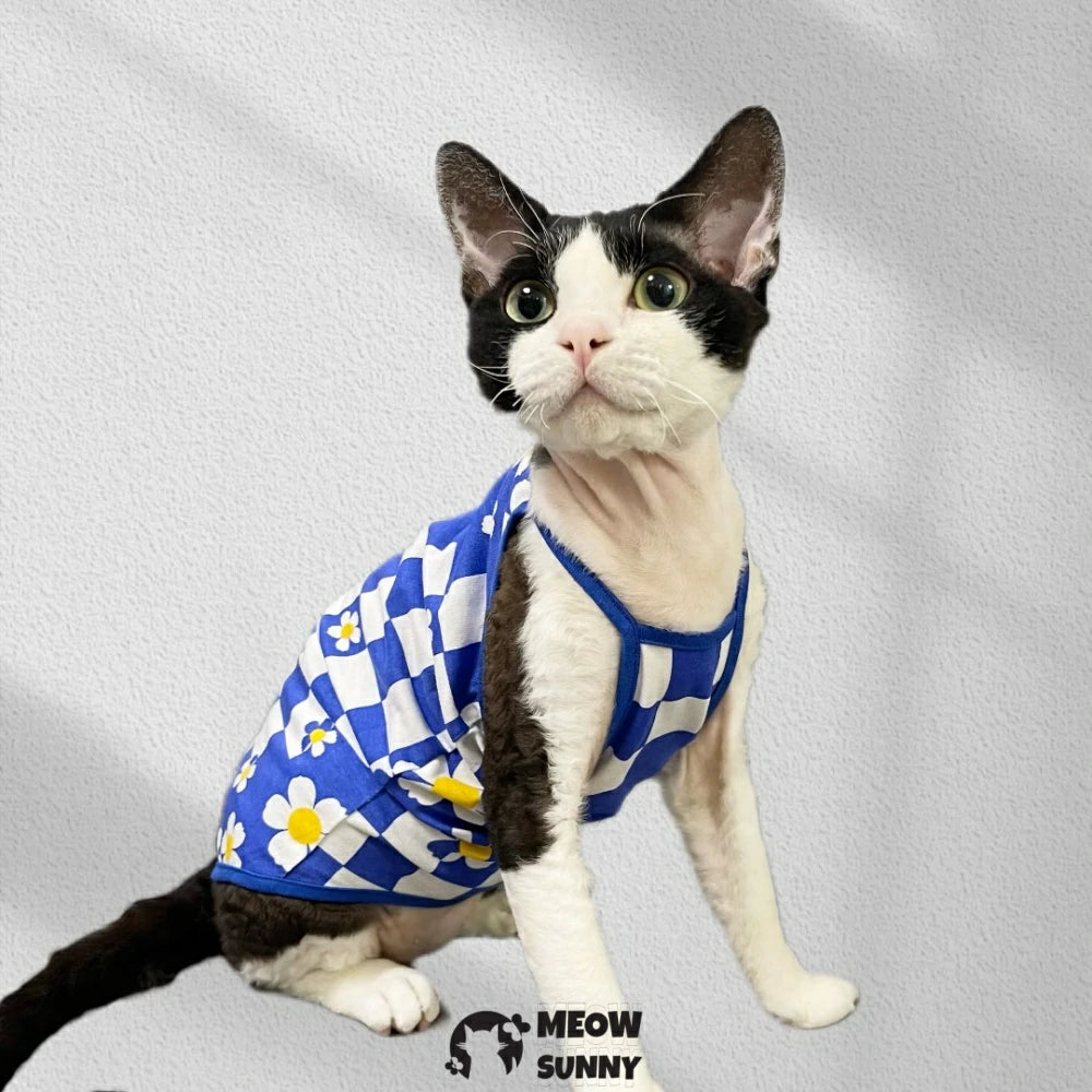 Hairless Cat Vest Sphinx Summer Thin Cotton Printed Suspenders