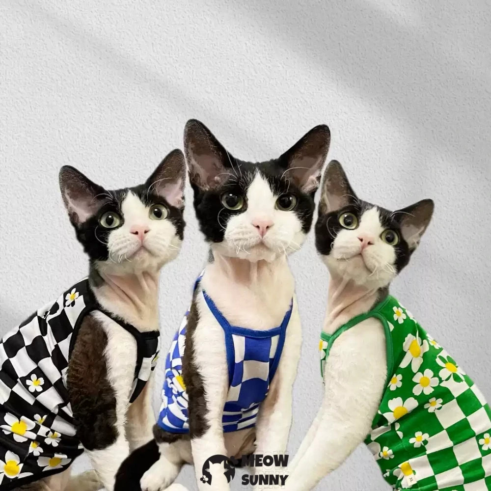 Hairless Cat Vest Sphinx Summer Thin Cotton Printed Suspenders