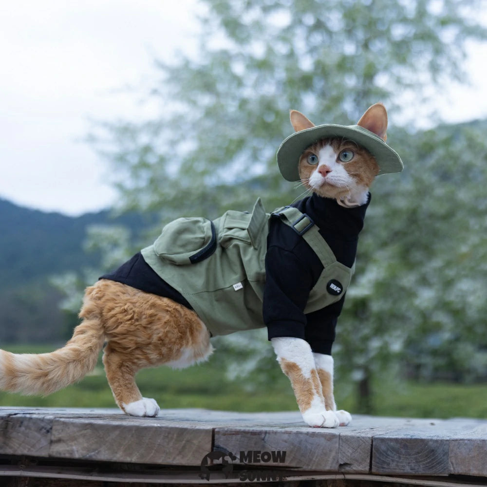 Hairless cat Breathable summer outdoor functional Green vest