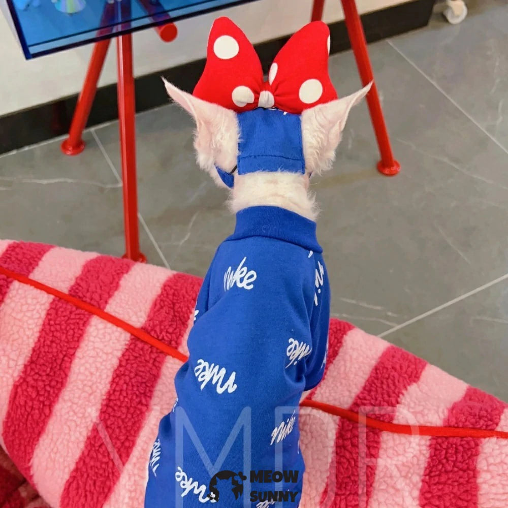Hairless cat Devon Curl blue sports thin cotton casual clothes soft