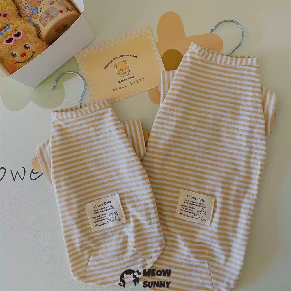 Hairless cat clothes Devon cat pure cotton comfortable striped T-shirt bottoming shirt