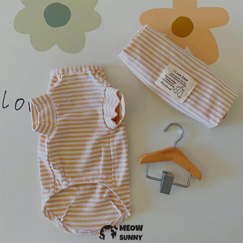 Hairless cat clothes Devon cat pure cotton comfortable striped T-shirt bottoming shirt