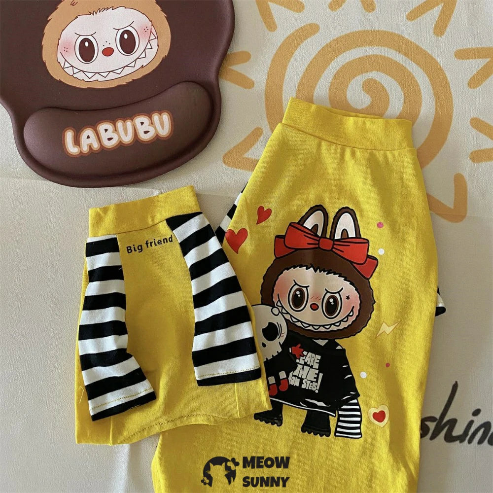 Hairless cat clothes “Labubu” pure cotton T-shirt bottoming shirt