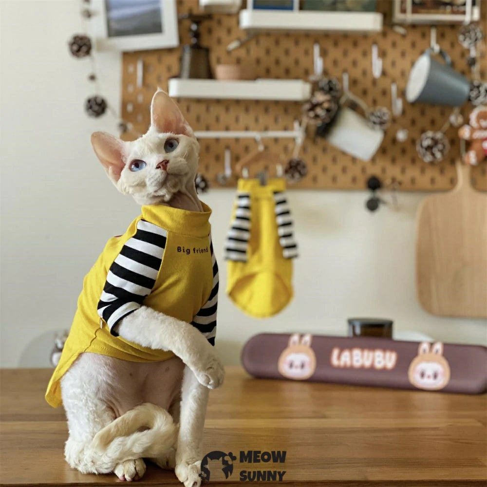 Hairless cat clothes “Labubu” pure cotton T-shirt bottoming shirt