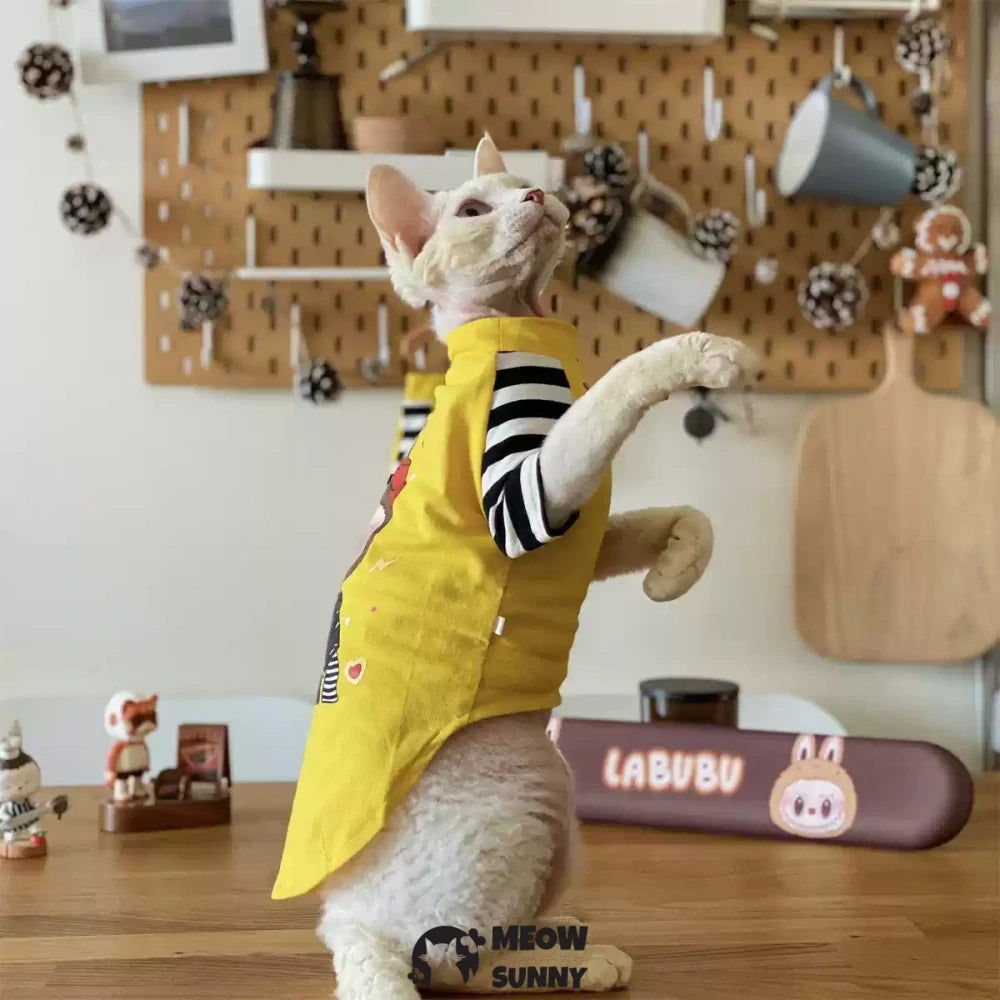 Hairless cat clothes “Labubu” pure cotton T-shirt bottoming shirt