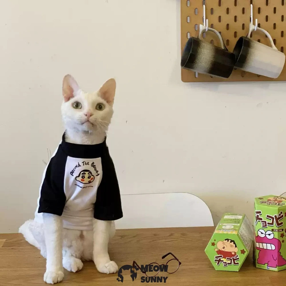Hairless cat clothes Korean style pure cotton cartoon head T-shirt bottoming shirt