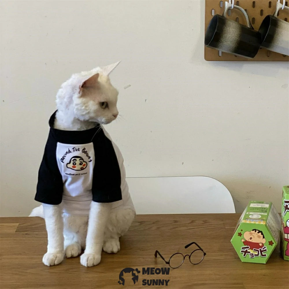 Hairless cat clothes Korean style pure cotton cartoon head T-shirt bottoming shirt