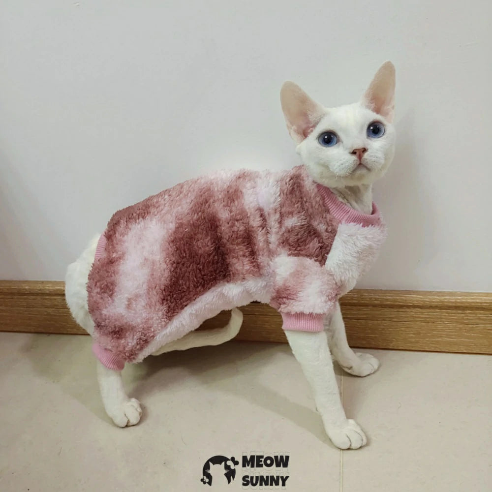 Hairless cat clothes elastic thickened belly protection coral fleece jacket