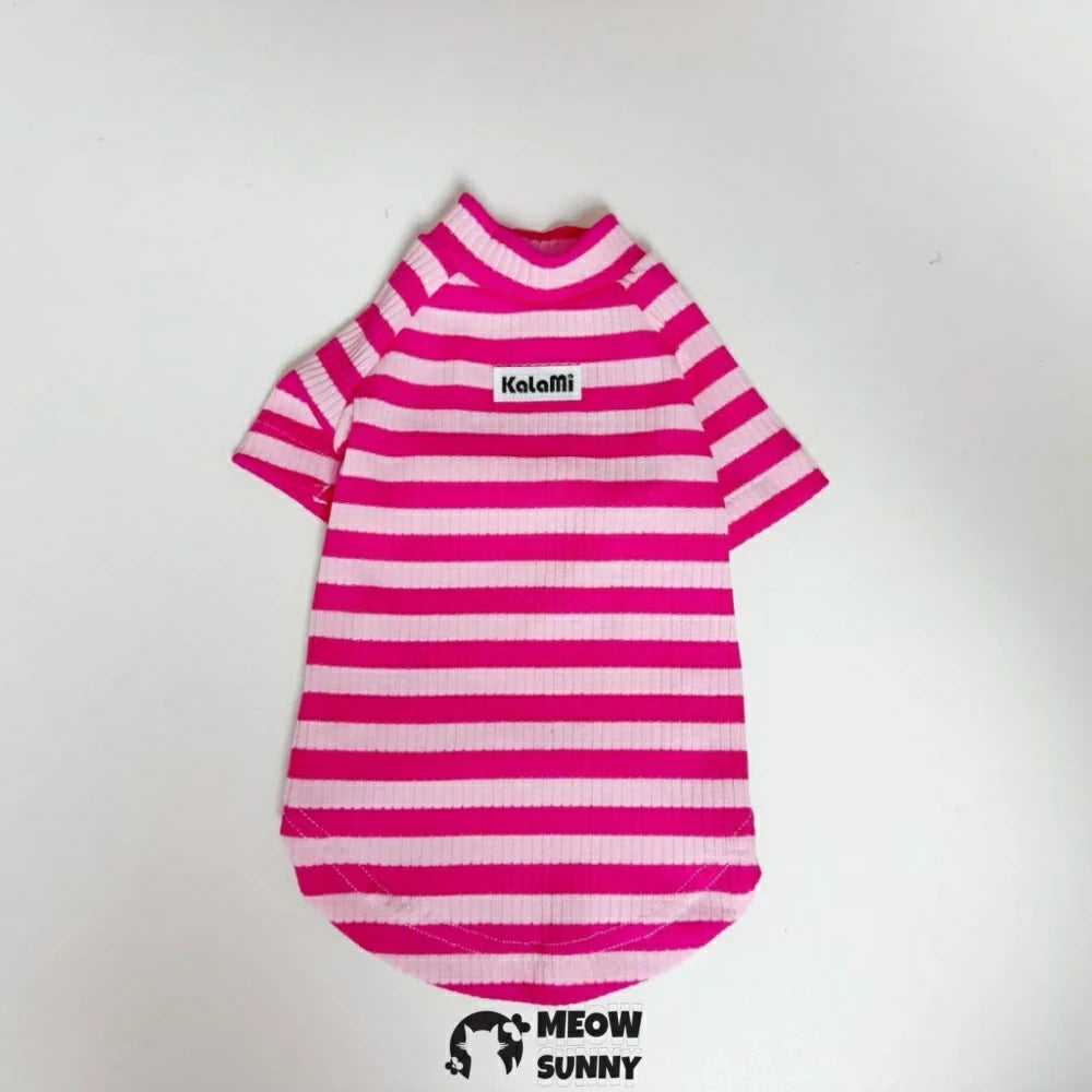 Hairless cat clothes pure cotton high elastic striped T-shirt
