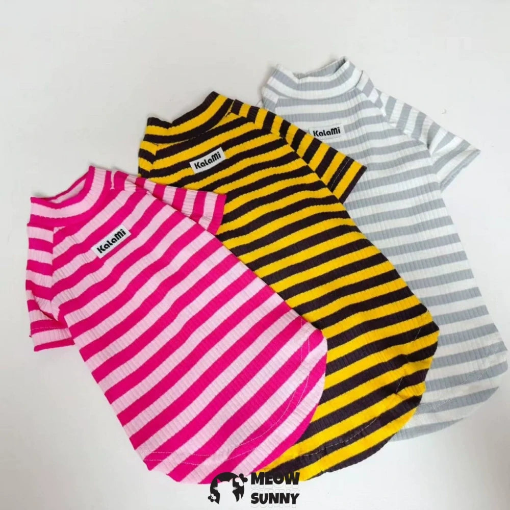 Hairless cat clothes pure cotton high elastic striped T-shirt