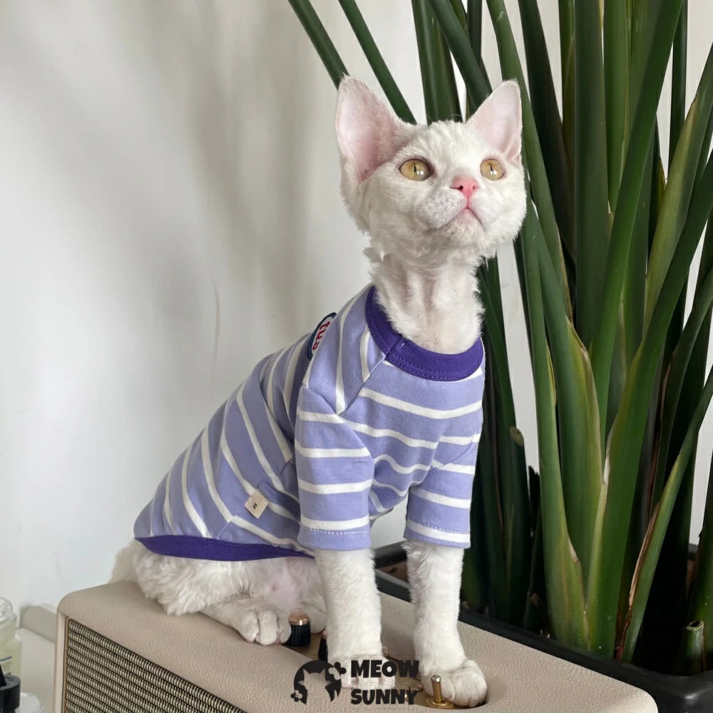 Hairless cat clothes pure cotton stripes spring and summer universal style